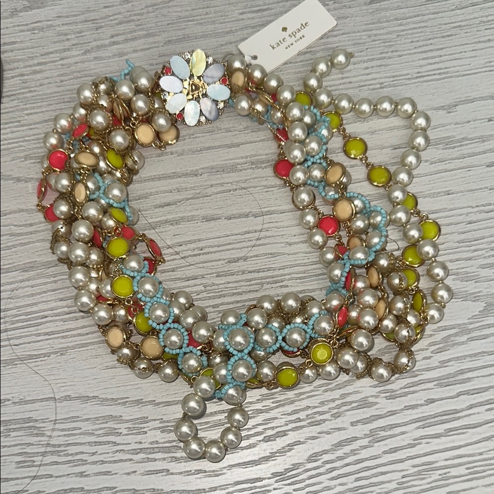 Kate Spade Gold and Pink pearl cluster Necklace